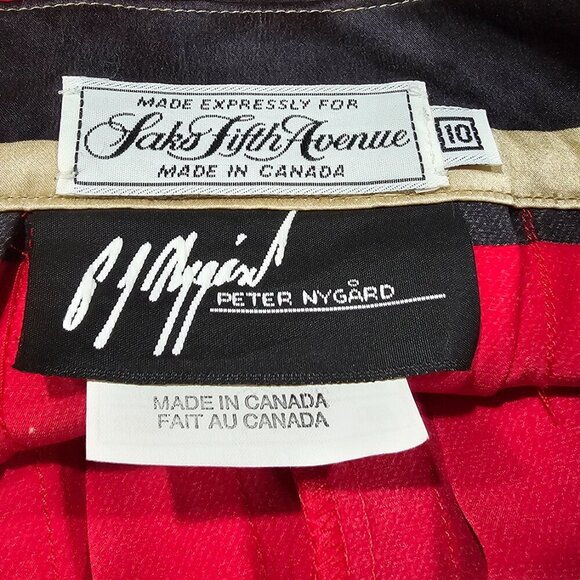 Saks Fifth Avenue Peter Nygard Pleated Striped Silk Skirt Size 10 - Picture 4 of 6